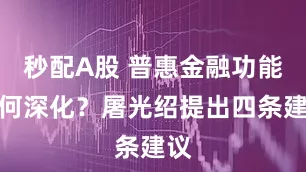 秒配A股 普惠金融功能如何深化？屠光绍提出四条建议